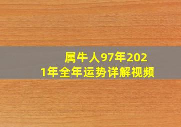 属牛人97年2021年全年运势详解视频