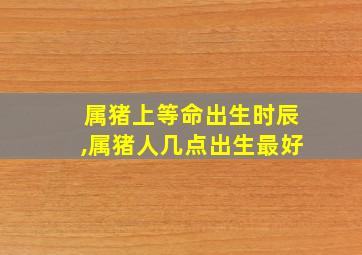 属猪上等命出生时辰,属猪人几点出生最好