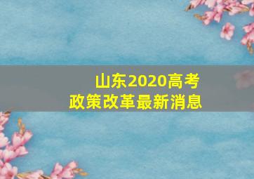 山东2020高考政策改革最新消息