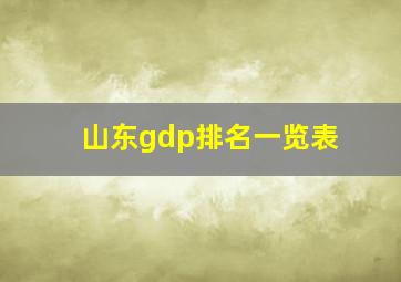 山东gdp排名一览表