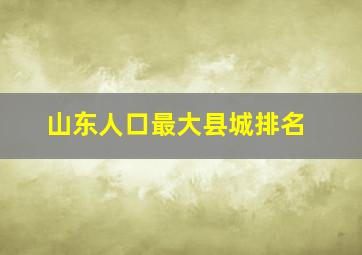 山东人口最大县城排名