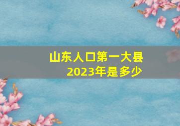 山东人口第一大县2023年是多少