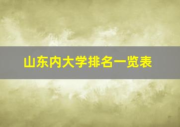 山东内大学排名一览表