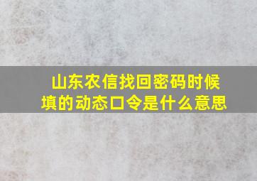 山东农信找回密码时候填的动态口令是什么意思