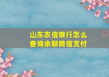 山东农信银行怎么查询余额微信支付