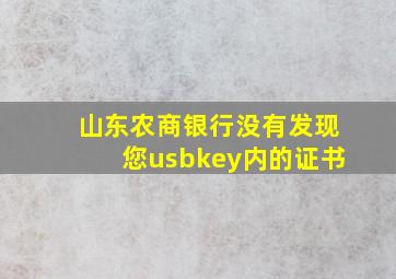 山东农商银行没有发现您usbkey内的证书