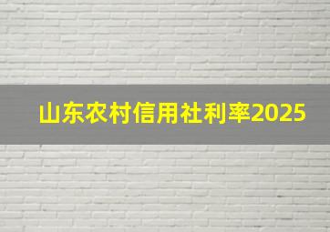 山东农村信用社利率2025