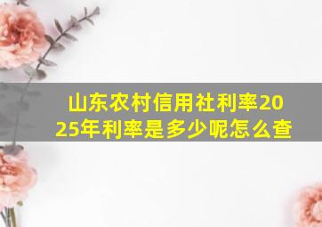 山东农村信用社利率2025年利率是多少呢怎么查