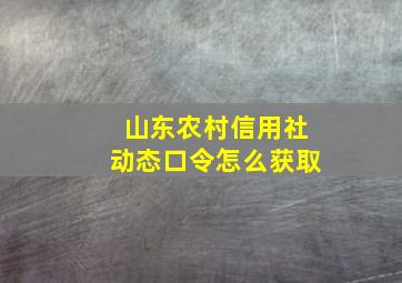 山东农村信用社动态口令怎么获取