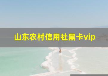 山东农村信用社黑卡vip