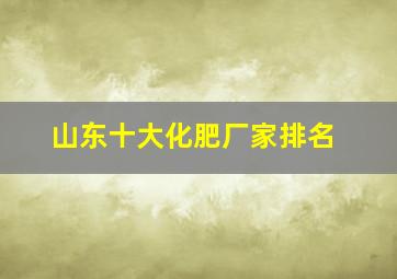 山东十大化肥厂家排名