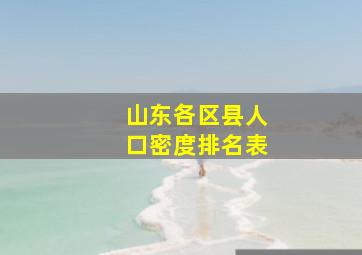 山东各区县人口密度排名表