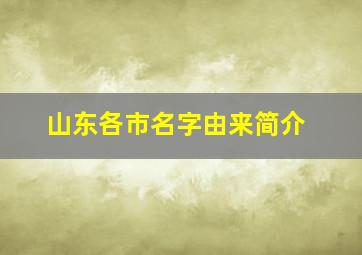 山东各市名字由来简介