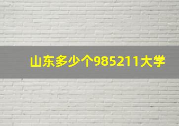 山东多少个985211大学