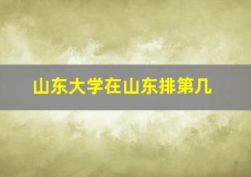 山东大学在山东排第几