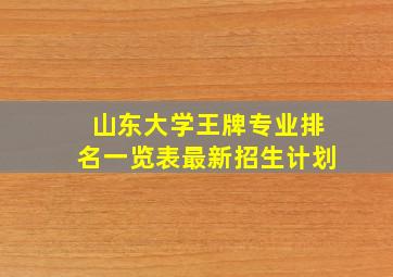 山东大学王牌专业排名一览表最新招生计划