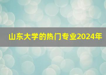 山东大学的热门专业2024年