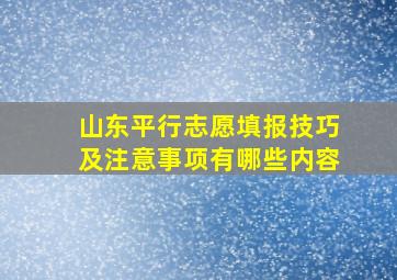 山东平行志愿填报技巧及注意事项有哪些内容