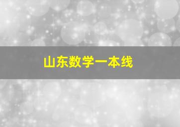 山东数学一本线