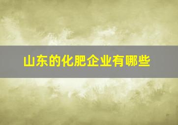 山东的化肥企业有哪些