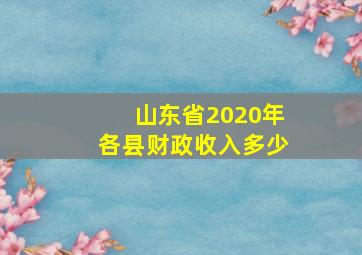 山东省2020年各县财政收入多少