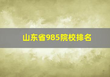 山东省985院校排名