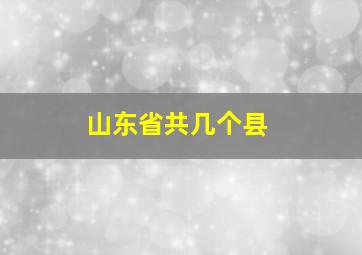 山东省共几个县