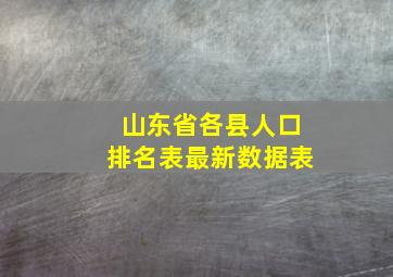 山东省各县人口排名表最新数据表