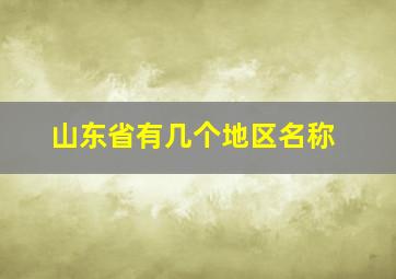 山东省有几个地区名称