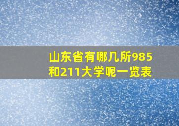 山东省有哪几所985和211大学呢一览表