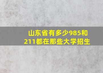 山东省有多少985和211都在那些大学招生