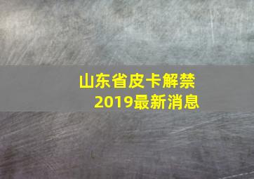 山东省皮卡解禁2019最新消息