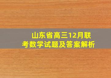 山东省高三12月联考数学试题及答案解析