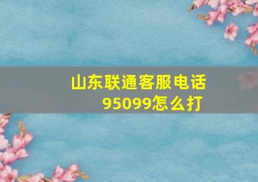 山东联通客服电话95099怎么打