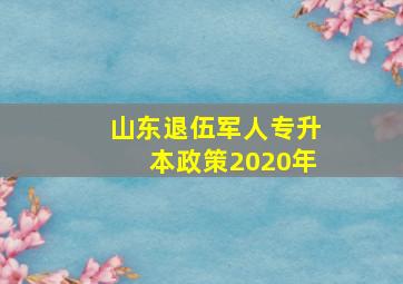 山东退伍军人专升本政策2020年