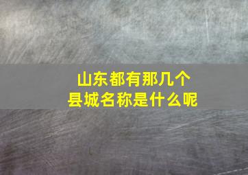 山东都有那几个县城名称是什么呢