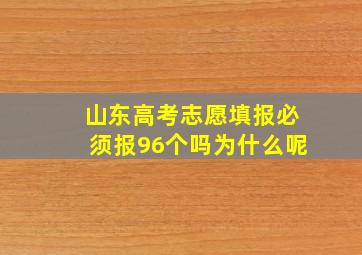 山东高考志愿填报必须报96个吗为什么呢