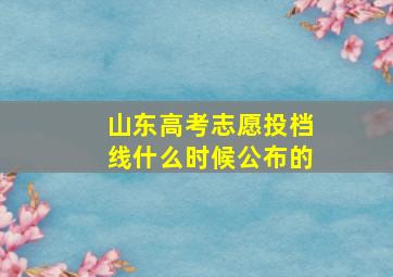 山东高考志愿投档线什么时候公布的