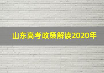 山东高考政策解读2020年