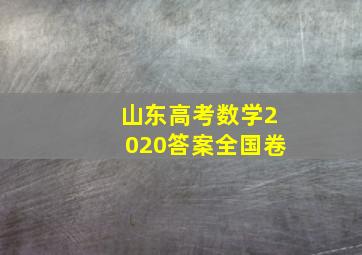 山东高考数学2020答案全国卷