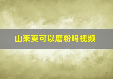 山茱萸可以磨粉吗视频