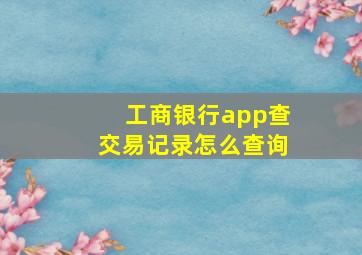 工商银行app查交易记录怎么查询