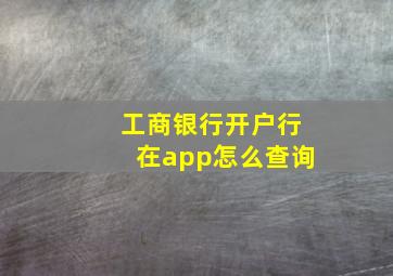 工商银行开户行在app怎么查询