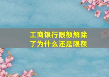 工商银行限额解除了为什么还是限额