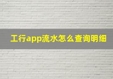 工行app流水怎么查询明细