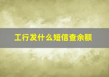 工行发什么短信查余额