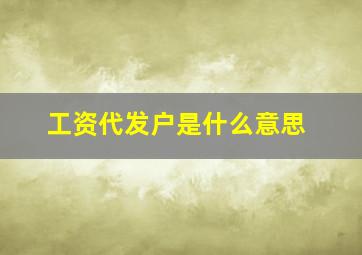 工资代发户是什么意思