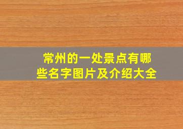 常州的一处景点有哪些名字图片及介绍大全