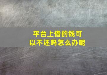 平台上借的钱可以不还吗怎么办呢