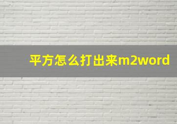 平方怎么打出来m2word